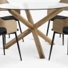 AGERBY + HVIDOVREMesa AGERBY Ø119 roble natural+4 sillas HVIDOVRE roble/negro