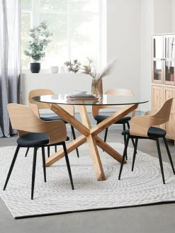 AGERBY + HVIDOVREMesa AGERBY Ø119 roble natural+4 sillas HVIDOVRE roble/negro