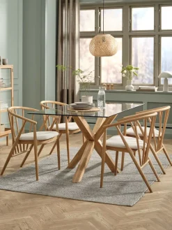 AGERBYMesa de comedor AGERBY 90x160 cristal/roble natural