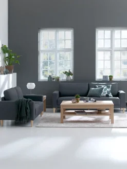 EGENSEConjunto de sofás EGENSE 2 unidades tela gris oscuro