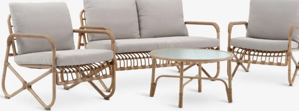 FJANDConjunto muebles jardín FJAND 4 plazas bambú natural