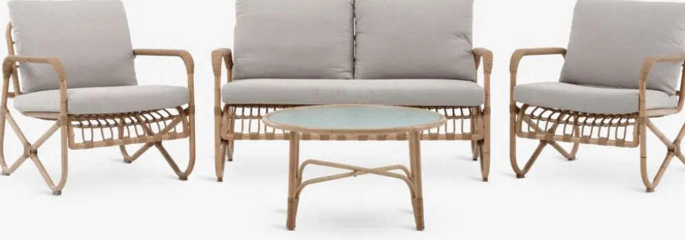 FJANDConjunto muebles jardín FJAND 4 plazas bambú natural