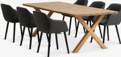 GRIBSKOV + ADSLEVMesa GRIBSKOV L230 roble natural + 4 sillas ADSLEV antracita