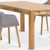 HAGE + ADSLEVMesa HAGE L190 roble natural+4 sillas ADSLEV terciopelo gris