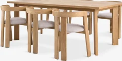 HARESKOV + BOVRUPMesa HARESKOV L200 roble natural + 4 sillas BOVRUP roble