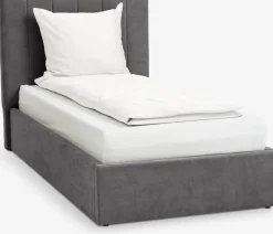 HASLEVEstructura cama HASLEV con almacenaj 90x200 tela gris oscuro