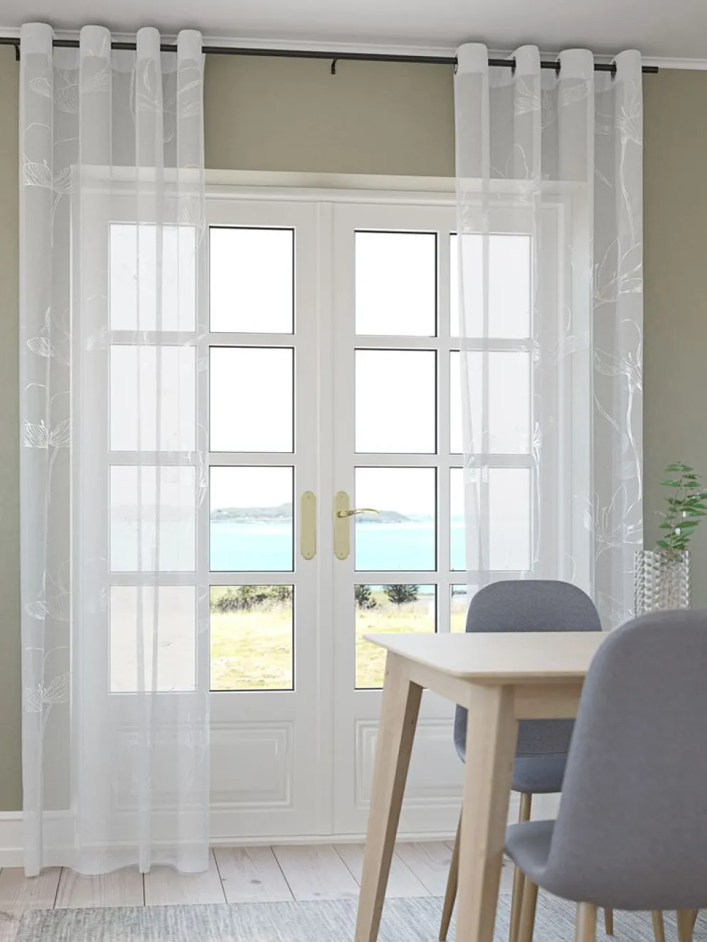 HESSACortina HESSA 1x140x300 plateado/blanco