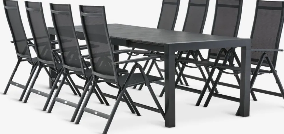 HESTEHAVE + LOMMAMesa HESTEHAVE L205/275 + 4 sillas LOMMA negro