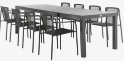 HSTEHAVE + KRISTIANSTADMesa HESTEHAVE L205/275 negro + 4 sillas KRISTIANSTAD verde