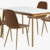 JEGIND + JONSTRUPMesa JEGIND L130 blanco + 4 sillas JONSTRUP marrón