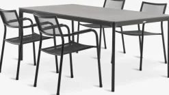 KUMLA + HEMSEDALMesa KUMLA L200 gris + 4 sillas HEMSEDAL negro