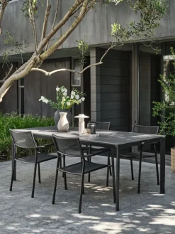 KUMLA + HEMSEDALMesa KUMLA L200 gris + 4 sillas HEMSEDAL negro