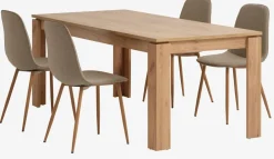 LINTRUP + BISTRUPMesa LINTRUP L190/280 roble salvaje + 4 sillas BISTRUP arena
