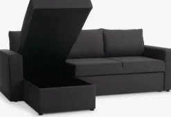 MARSLEVSofá cama con chaise longue MARSLEV tela gris oscuro