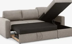 MARSLEVSofá cama con chaise longue MARSLEV tela gris claro