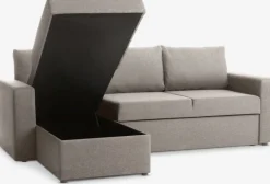 MARSLEVSofá cama con chaise longue MARSLEV tela gris claro
