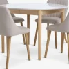 MARSTRAND + ADSLEVMesa MARSTRAND Ø110 blanco + 4 sillas ADSLEV beis