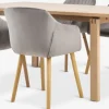 MEJLSKOV + ADSLEVMesa MEJLSKOV L180 roble + 4 sillas ADSLEV terciopelo gris