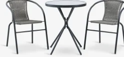 RADSTRUP + GRENAAMesa RADSTRUP Ø60 negro + 2 sillas GRENAA gris