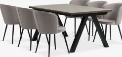 SANDBY + RISSKOVMesa SANDBY L160 roble oscuro + 4 RISSKOV gris claro