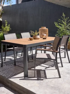 SIRDAL + SIRDALMesa SIRDAL L211 madera dura + 4 sillas SIRDAL gris