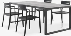 SONNERUP + INGSTRUPMesa SONNERUP L215 gris + 4 sillas INGSTRUP negro