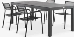 TYDAL + HEMSEDALMesa TYDAL L208/272 + 4 sillas HEMSEDAL negro