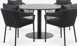VAMDRUP + GILJAMesa VAMDRUP Ø120 + 4 sillas GILJA gris