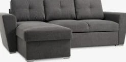 VEJLBYSofá cama con chaise longue VEJLBY tela gris oscuro
