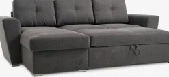VEJLBYSofá cama con chaise longue VEJLBY tela gris oscuro